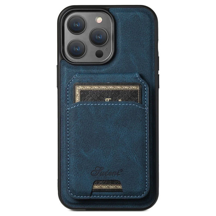 SUTENI H16 For iPhone 13 Pro 6.1 inch Cell Phone Cases Magnetic PU Leather Kickstand Protective Shell - Blue - 1