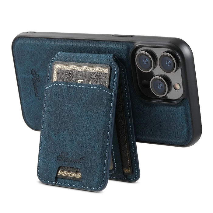 SUTENI H16 For iPhone 13 Pro 6.1 inch Cell Phone Cases Magnetic PU Leather Kickstand Protective Shell - Blue - 3
