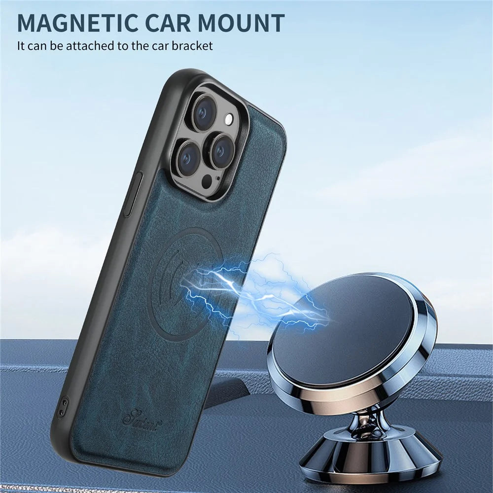 SUTENI H16 For iPhone 13 Pro 6.1 inch Cell Phone Cases Magnetic PU Leather Kickstand Protective Shell - Blue - 6