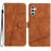 For Samsung Galaxy A35 5G Phone Case Lines Imprinted Leather Wallet Cover - Brown - 1