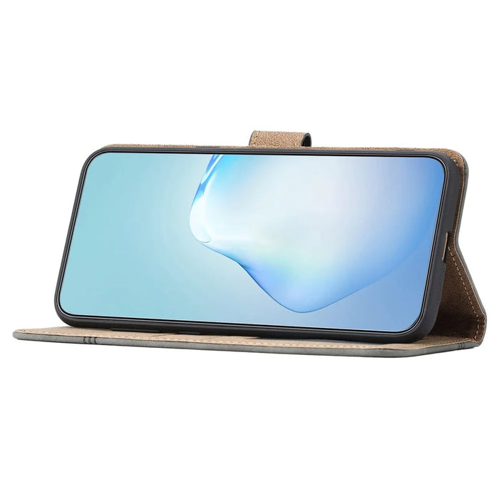 For Samsung Galaxy A35 5G Phone Case Lines Imprinted Leather Wallet Cover - Brown - 2