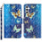 For Samsung Galaxy A35 5G Case 3D Pattern Print Leather Wallet Cellphone Cover - Blue Gold Butterflies - 1