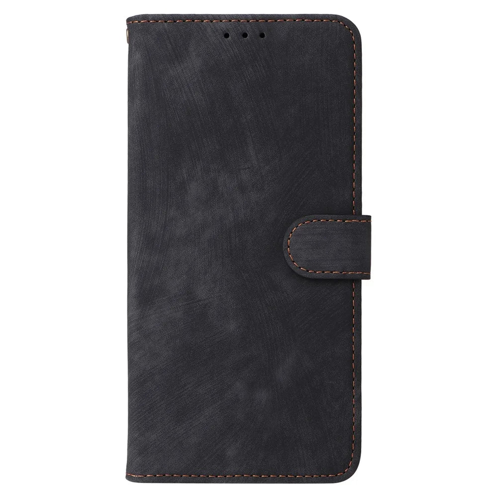 For Cricket Icon 5 / AT&T Motivate 4 Case RFID Blocking PU Leather Phone Cover with Strap - Black - 6