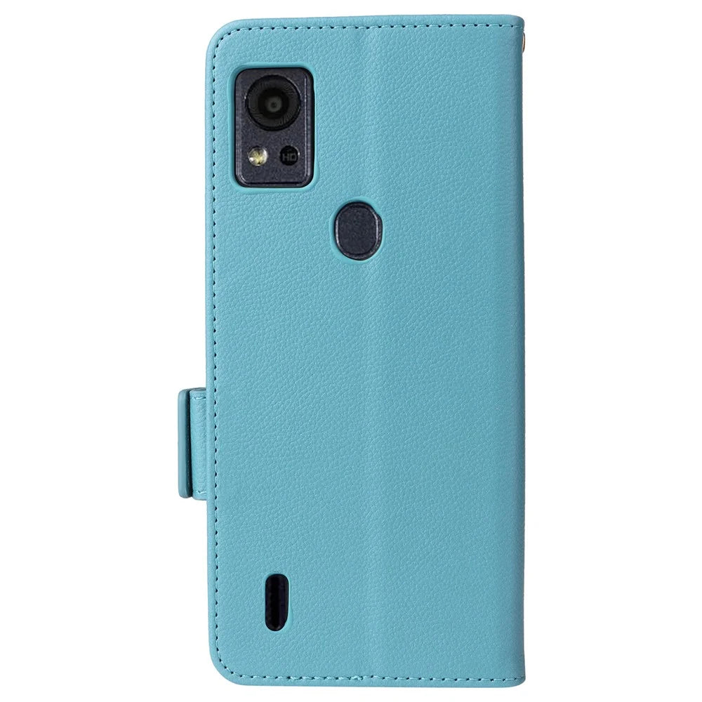 For Cricket Icon 5 / AT&T Motivate 4 Leather Case Stand Shock Absorbing Phone Cover - Baby Blue - 6