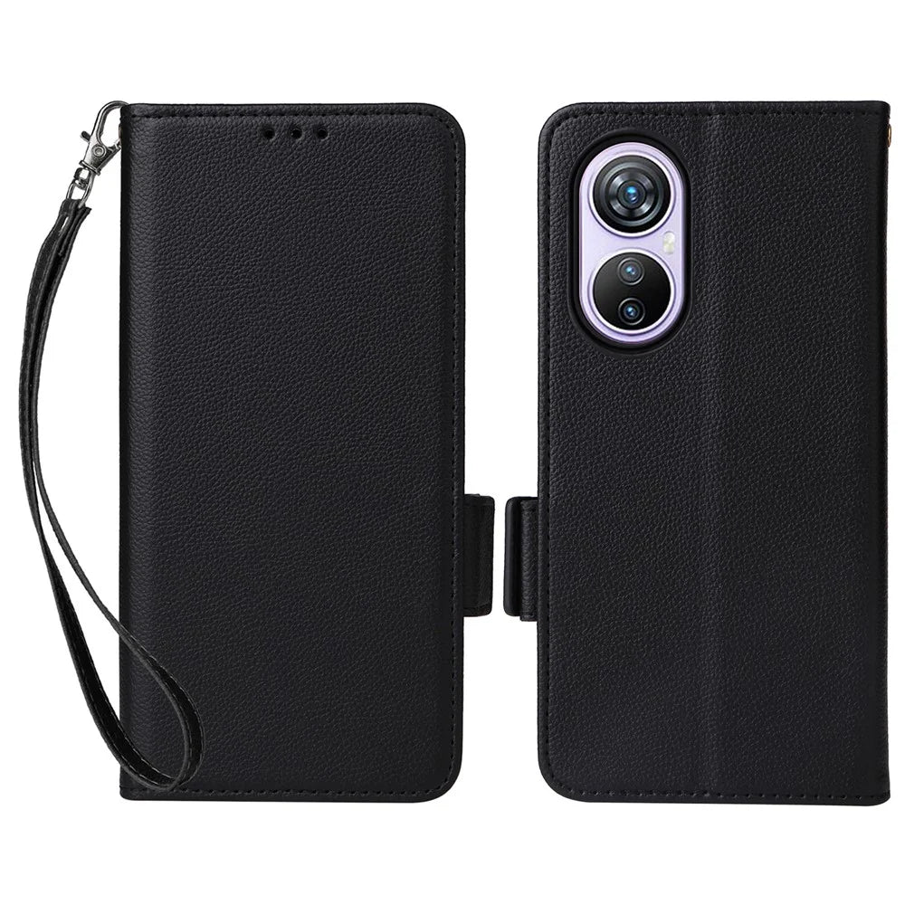 For Blackview A200 Pro Wallet Case Litchi Texture Stand Flip Phone Cover - Black - 1