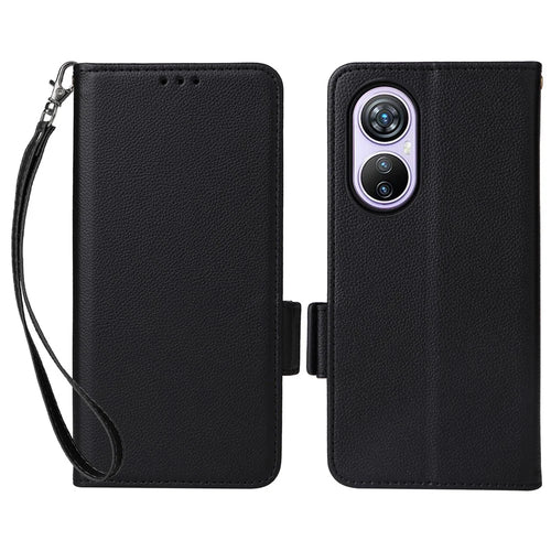 For Blackview A200 Pro Wallet Case Litchi Texture Stand Flip Phone Cover - Black - 1