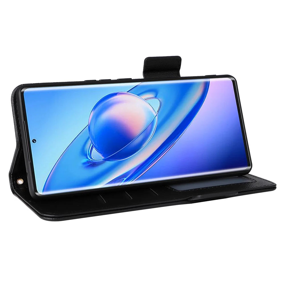 For Blackview A200 Pro Wallet Case Litchi Texture Stand Flip Phone Cover - Black - 3