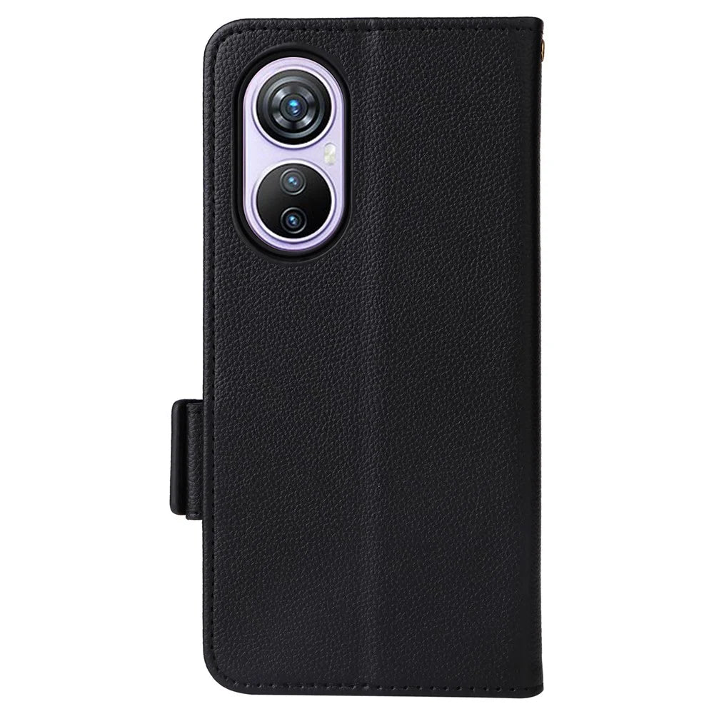 For Blackview A200 Pro Wallet Case Litchi Texture Stand Flip Phone Cover - Black - 6
