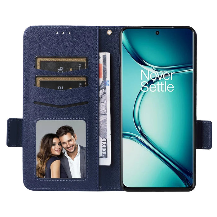 For OnePlus Ace 2 Pro 5G Phone Case PU Leather Flip Folio Wallet Cover - Dark Blue - 2