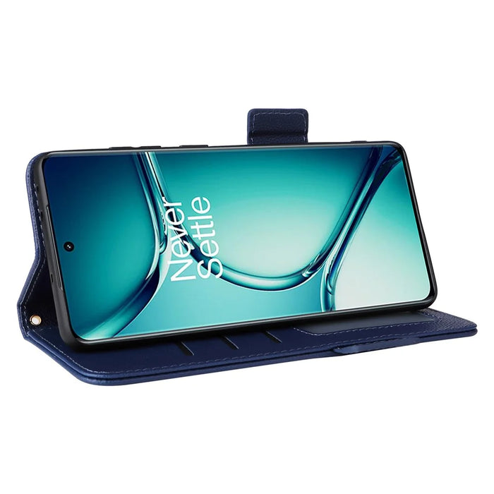 For OnePlus Ace 2 Pro 5G Phone Case PU Leather Flip Folio Wallet Cover - Dark Blue - 3