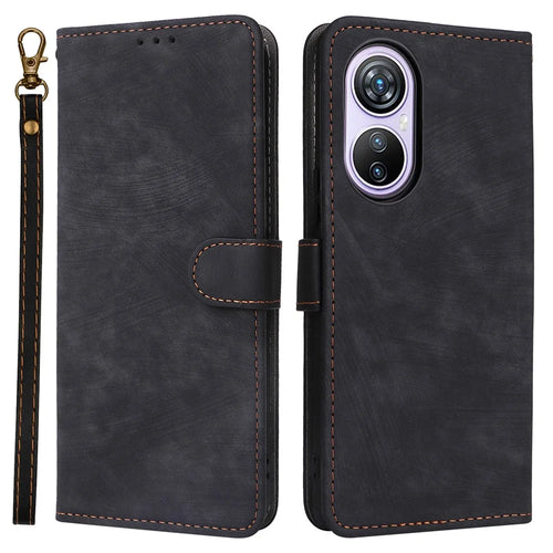 For Blackview A200 Pro Cell Phone Case RFID Blocking Wallet Anti-drop Cover with Strap - Black - 1
