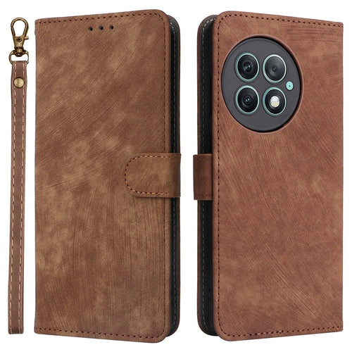 For OnePlus Ace 2 Pro 5G RFID Blocking Wallet Cell Phone Case PU Leather Shell with Strap - Brown - 1