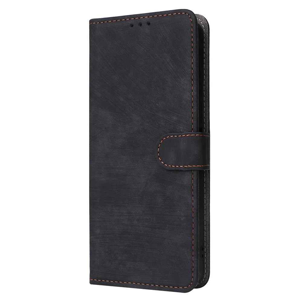 For Realme 11 4G (159.9x73.3x7.95mm) RFID Blocking Phone Case PU Leather Magnetic Flip Folio Cover - Black - 6