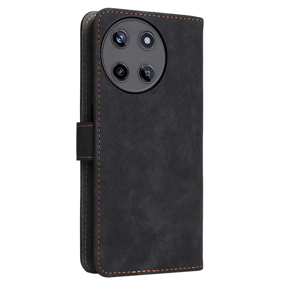 For Realme 11 4G (159.9x73.3x7.95mm) RFID Blocking Phone Case PU Leather Magnetic Flip Folio Cover - Black - 7