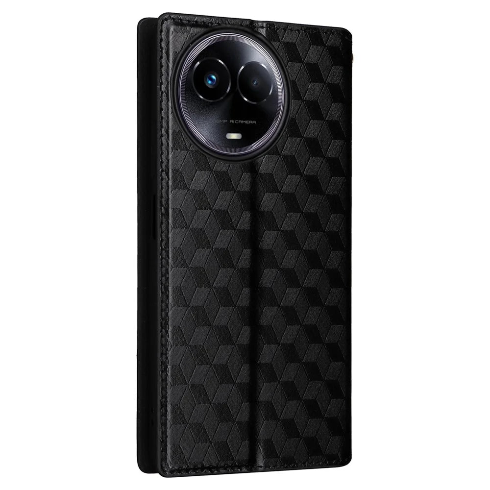 For Realme 11 5G (Global) / 11x 5G Wallet Case PU Leather Stand Flip Phone Cover - Black - 6