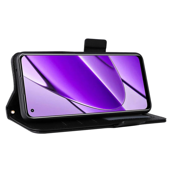 For Realme 11 4G (159.9x73.3x7.95mm) PU Leather Case Wallet Flip Protective Phone Cover - Black - 3