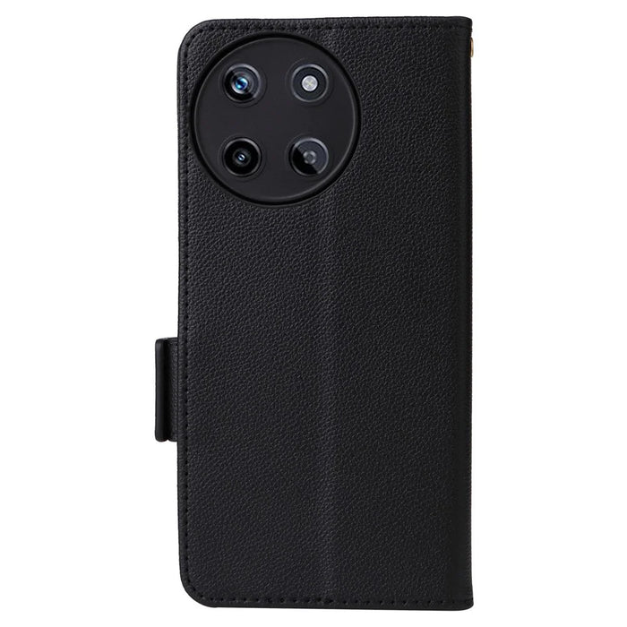 For Realme 11 4G (159.9x73.3x7.95mm) PU Leather Case Wallet Flip Protective Phone Cover - Black - 6