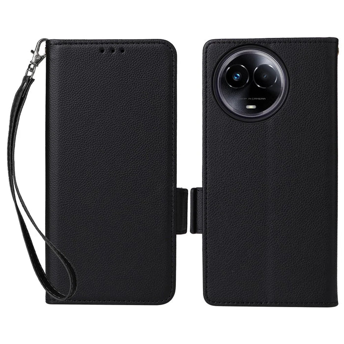 For Realme 11 5G (Global) / 11x 5G Phone Case Wallet Stand Feature PU Leather Cover - Black - 1