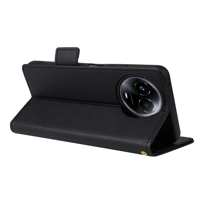 For Realme 11 5G (Global) / 11x 5G Phone Case Wallet Stand Feature PU Leather Cover - Black - 4
