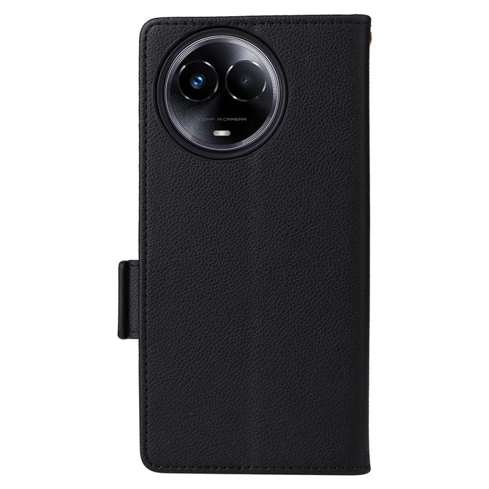For Realme 11 5G (Global) / 11x 5G Phone Case Wallet Stand Feature PU Leather Cover - Black - 6
