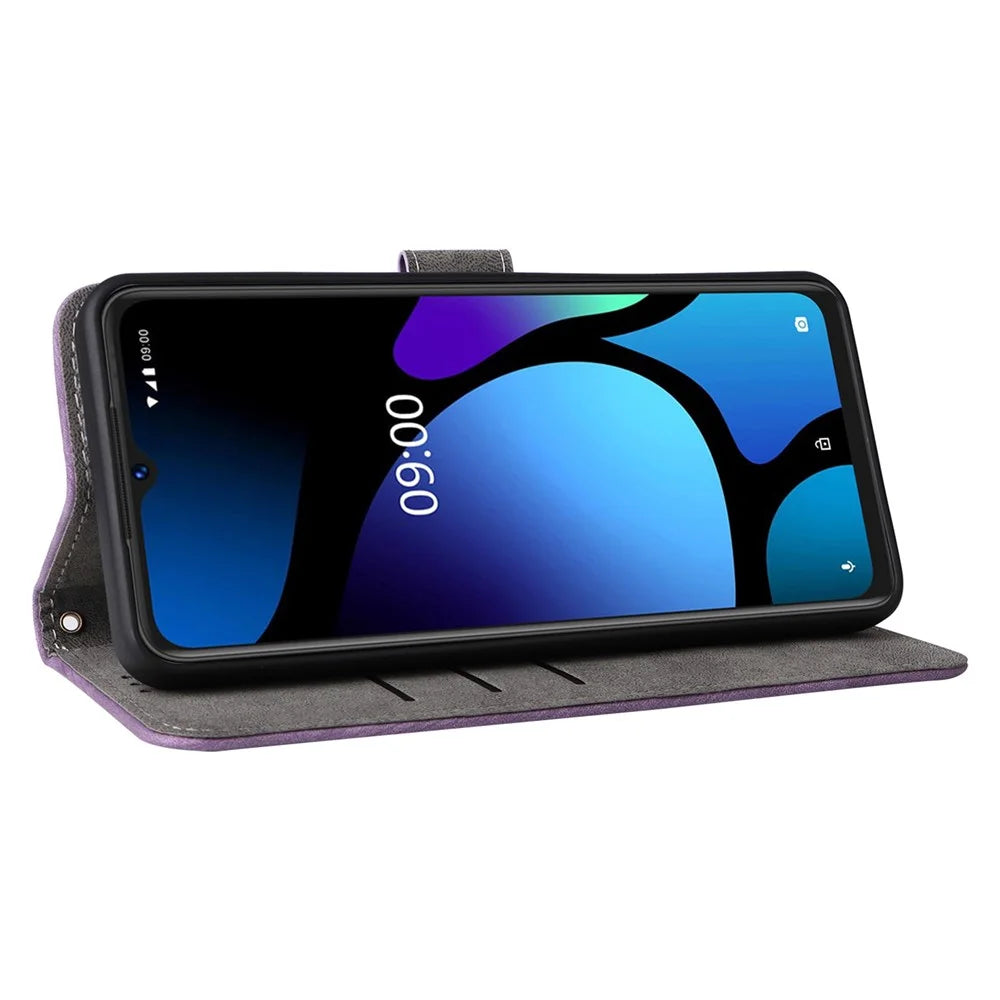 For itel A05s A663L Leather Wallet Case RFID Blocking Stand Flip Phone Cover - Purple - 3