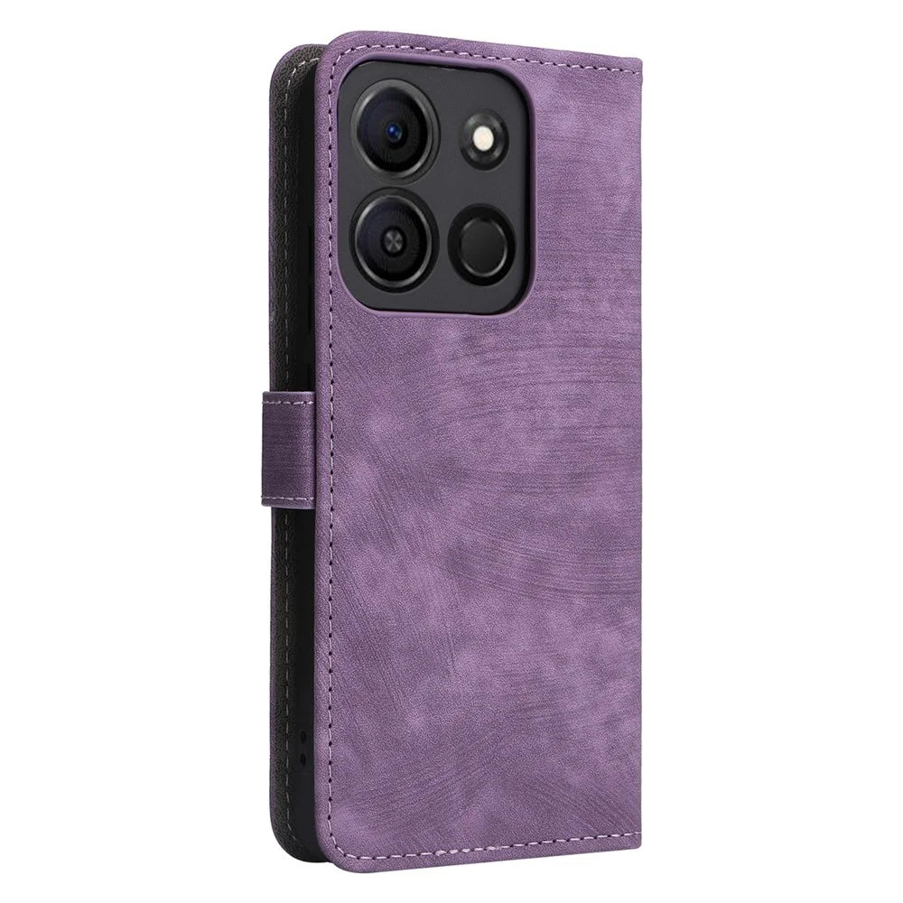 For itel A05s A663L Leather Wallet Case RFID Blocking Stand Flip Phone Cover - Purple - 7