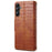 For Samsung Galaxy S24 Case Leather Crocodile Texture Phone Stand Cover - Brown - 6