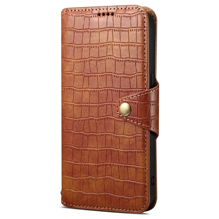 For Samsung Galaxy S24 Ultra Cell Phone Case Drop-proof Crocodile Texture Cover - Brown - 5