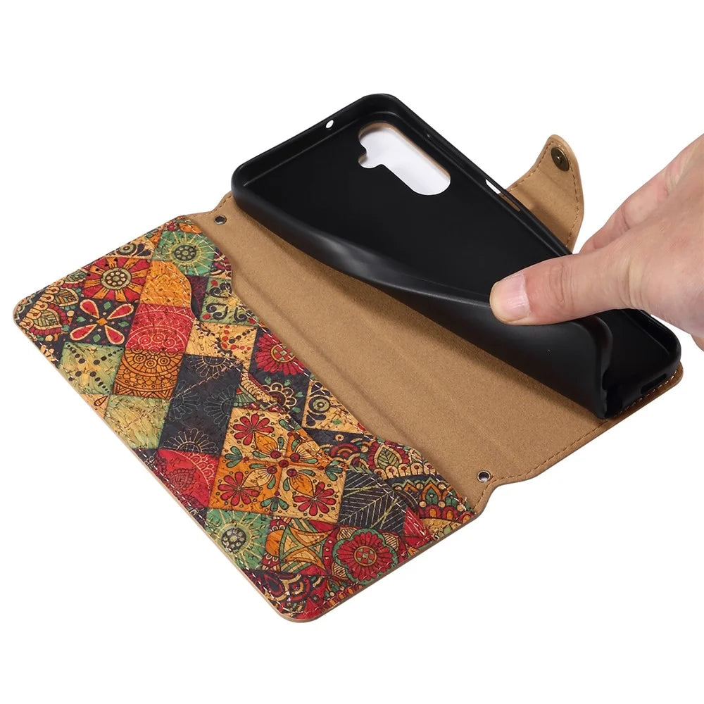 For Samsung Galaxy S24 Case Flip Flower Printing PU Leather+TPU Phone Stand Cover - Autumn - 4