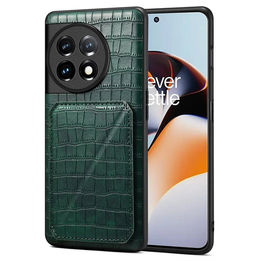 For OnePlus 11R 5G / Ace 2 5G Cell Phone Cases Leather+PC+TPU Shell with Hidden Card Slot - Green - 1