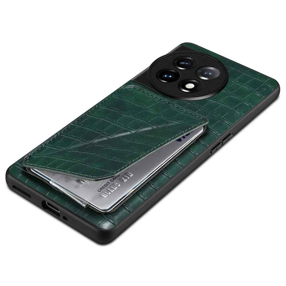 For OnePlus 11R 5G / Ace 2 5G Cell Phone Cases Leather+PC+TPU Shell with Hidden Card Slot - Green - 4
