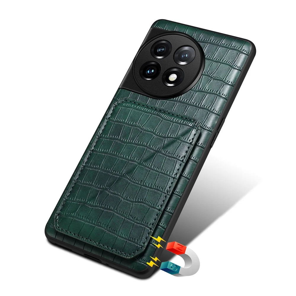 For OnePlus 11R 5G / Ace 2 5G Cell Phone Cases Leather+PC+TPU Shell with Hidden Card Slot - Green - 5