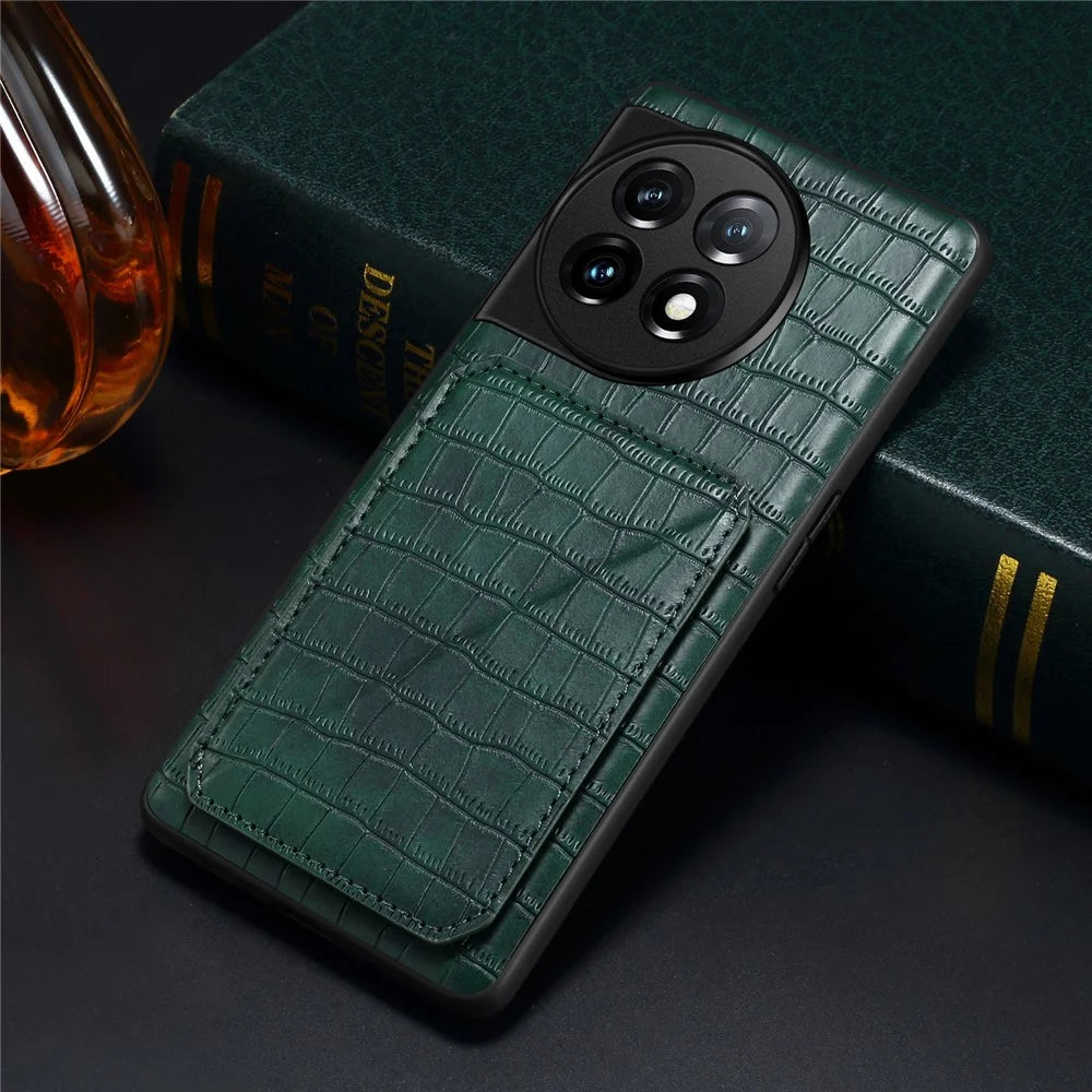 For OnePlus 11R 5G / Ace 2 5G Cell Phone Cases Leather+PC+TPU Shell with Hidden Card Slot - Green - 6