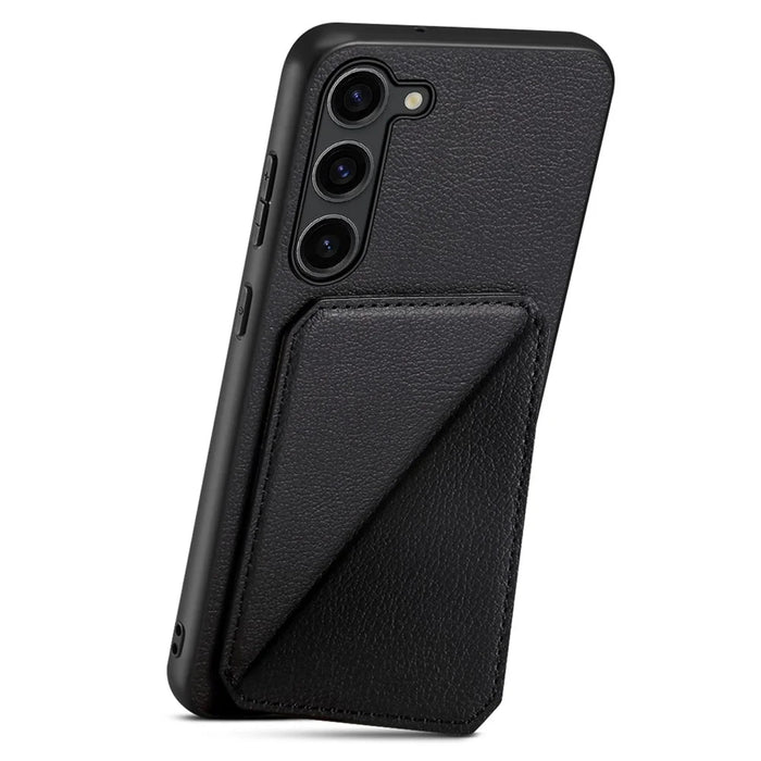 For Samsung Galaxy S24 Cell Phone Case Leather+PC+TPU Back Cover with Hidden Card Holder - Black - 2