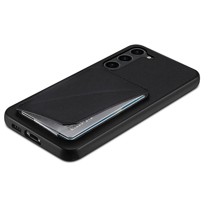 For Samsung Galaxy S24 Cell Phone Case Leather+PC+TPU Back Cover with Hidden Card Holder - Black - 4