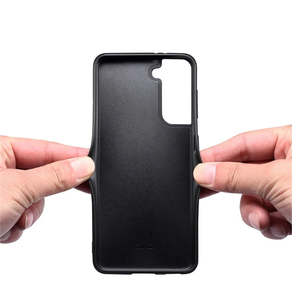 DENIOR For Samsung Galaxy S24 Celll Phone Case Card Holder Kickstand Back Cover - Grey - 5
