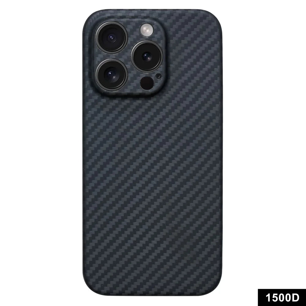 For iPhone 15 Pro Cover 1500D Coarse Texture Aramid Fiber Precise Cutout Phone Protective Shell - Matte Black - 1