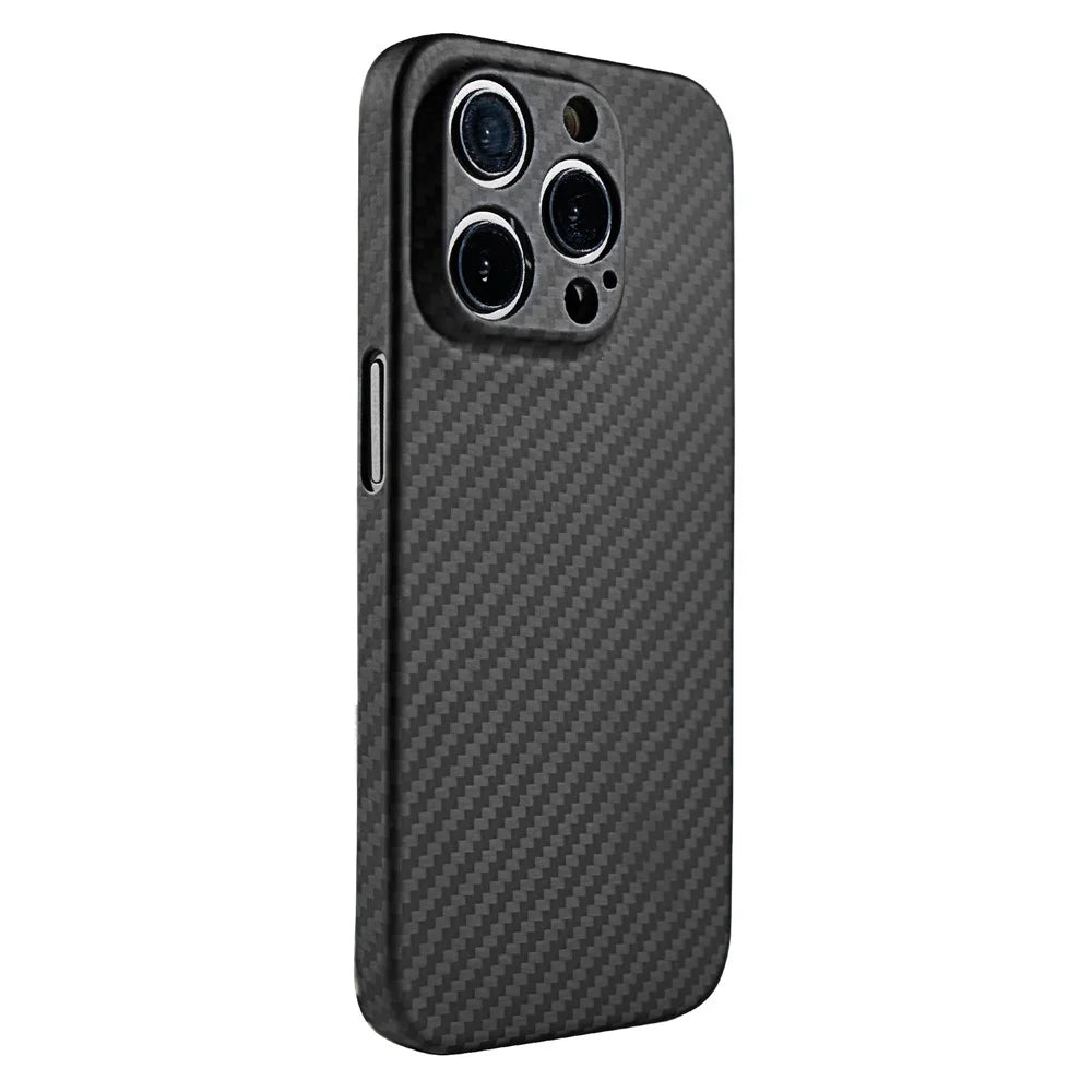 For iPhone 15 Pro Cover 1500D Coarse Texture Aramid Fiber Precise Cutout Phone Protective Shell - Matte Black - 2