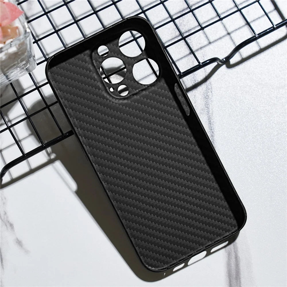 For iPhone 15 Pro Cover 1500D Coarse Texture Aramid Fiber Precise Cutout Phone Protective Shell - Matte Black - 3