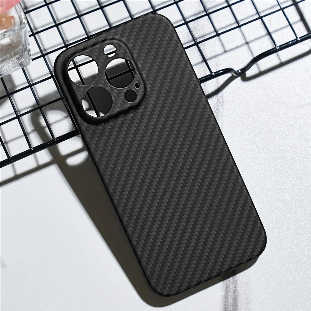 For iPhone 15 Pro Cover 1500D Coarse Texture Aramid Fiber Precise Cutout Phone Protective Shell - Matte Black - 4