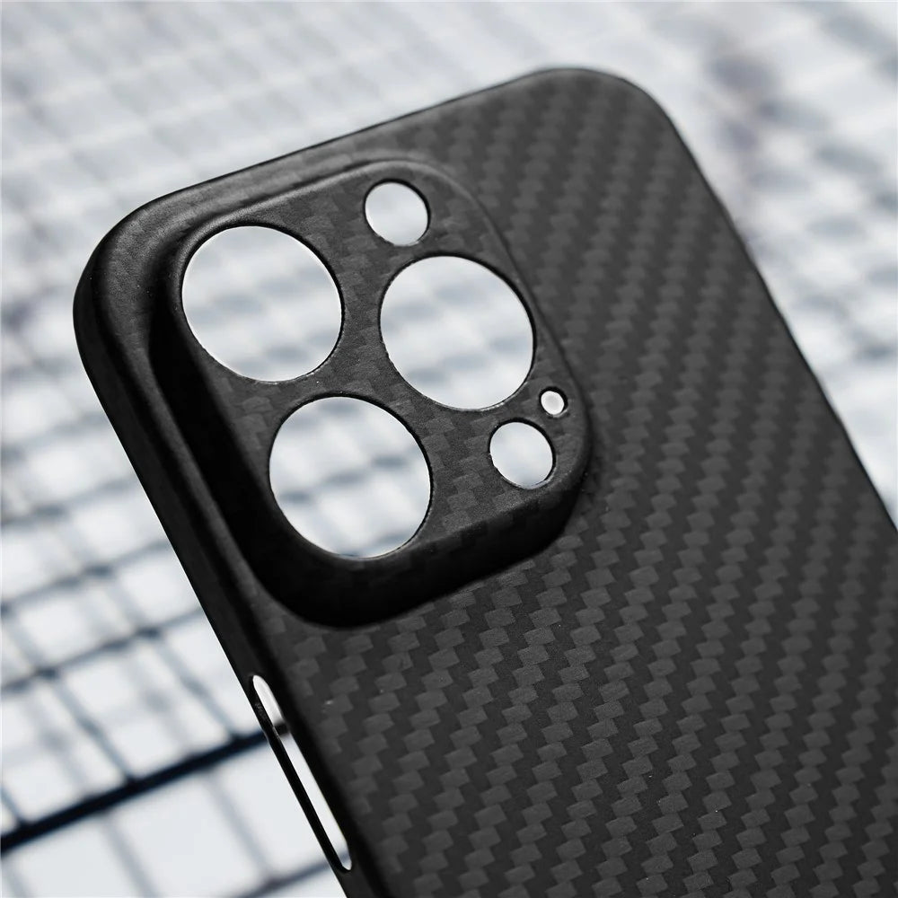 For iPhone 15 Pro Cover 1500D Coarse Texture Aramid Fiber Precise Cutout Phone Protective Shell - Matte Black - 5