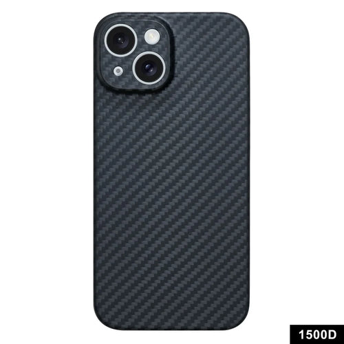 For iPhone 15 Cell Phone Case 1500D Coarse Texture Carbon Fiber Texture Protective Cover with Precise Cutout - Matte Black - 1