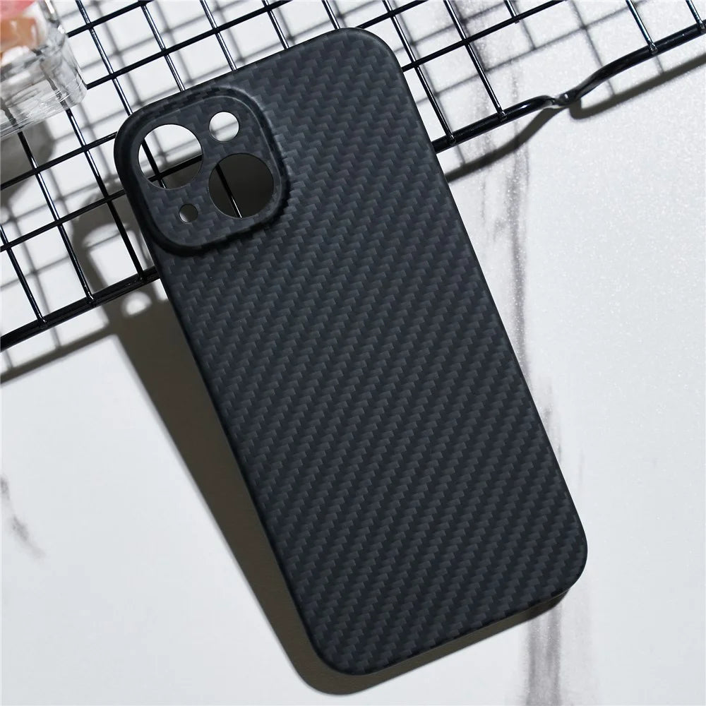 For iPhone 15 Cell Phone Case 1500D Coarse Texture Carbon Fiber Texture Protective Cover with Precise Cutout - Matte Black - 2