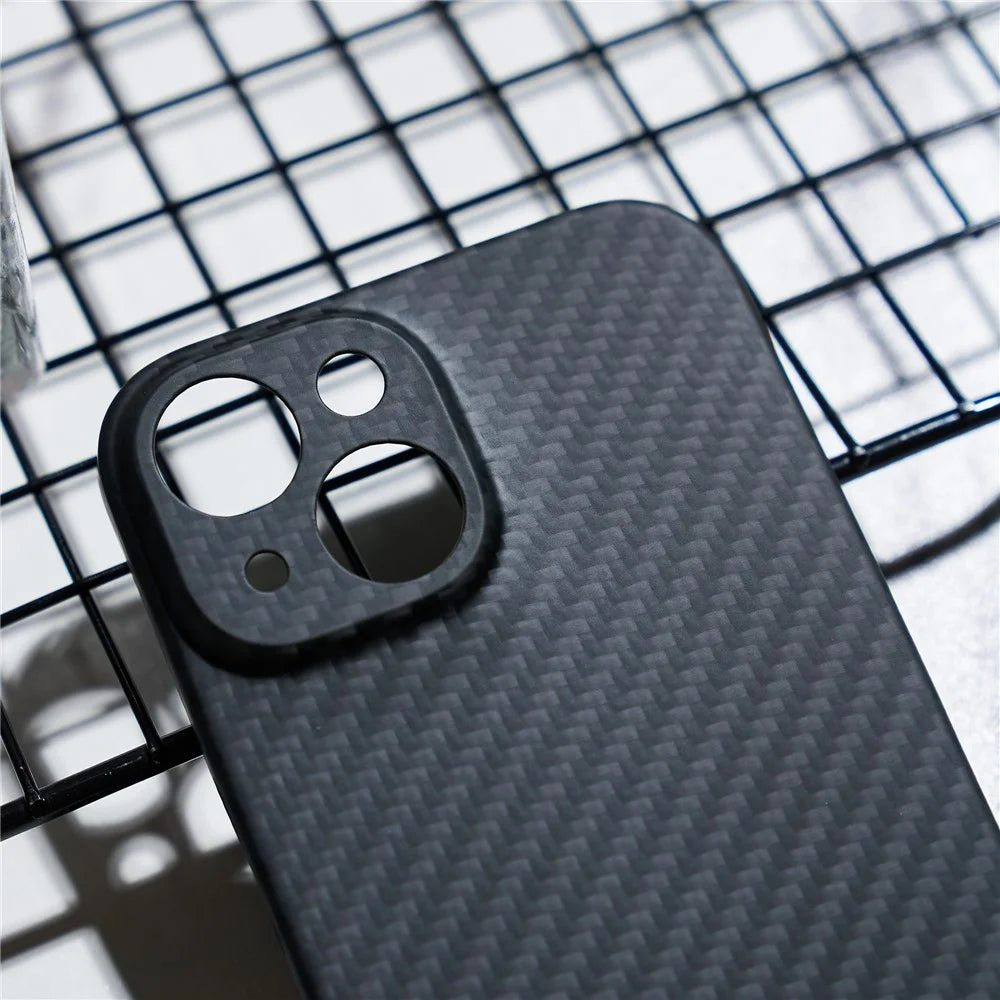 For iPhone 15 Cell Phone Case 1500D Coarse Texture Carbon Fiber Texture Protective Cover with Precise Cutout - Matte Black - 3