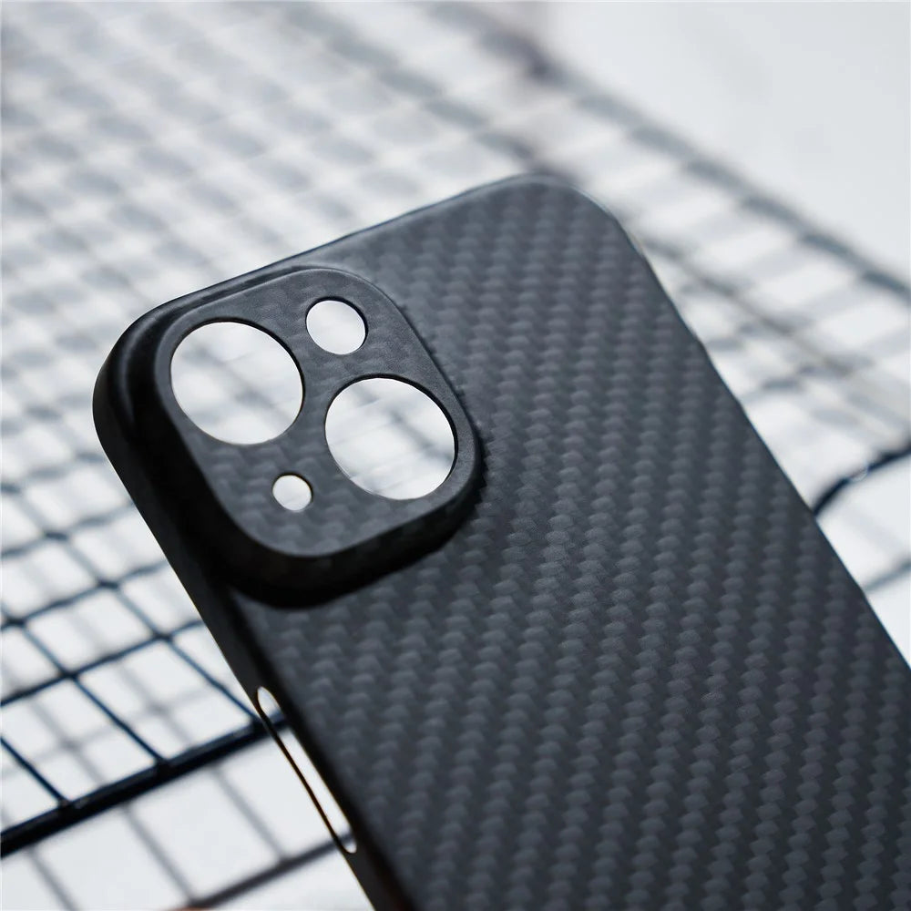 For iPhone 15 Cell Phone Case 1500D Coarse Texture Carbon Fiber Texture Protective Cover with Precise Cutout - Matte Black - 4