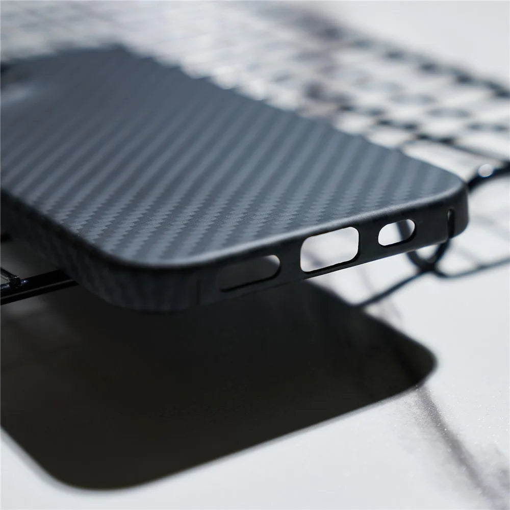 For iPhone 15 Cell Phone Case 1500D Coarse Texture Carbon Fiber Texture Protective Cover with Precise Cutout - Matte Black - 5