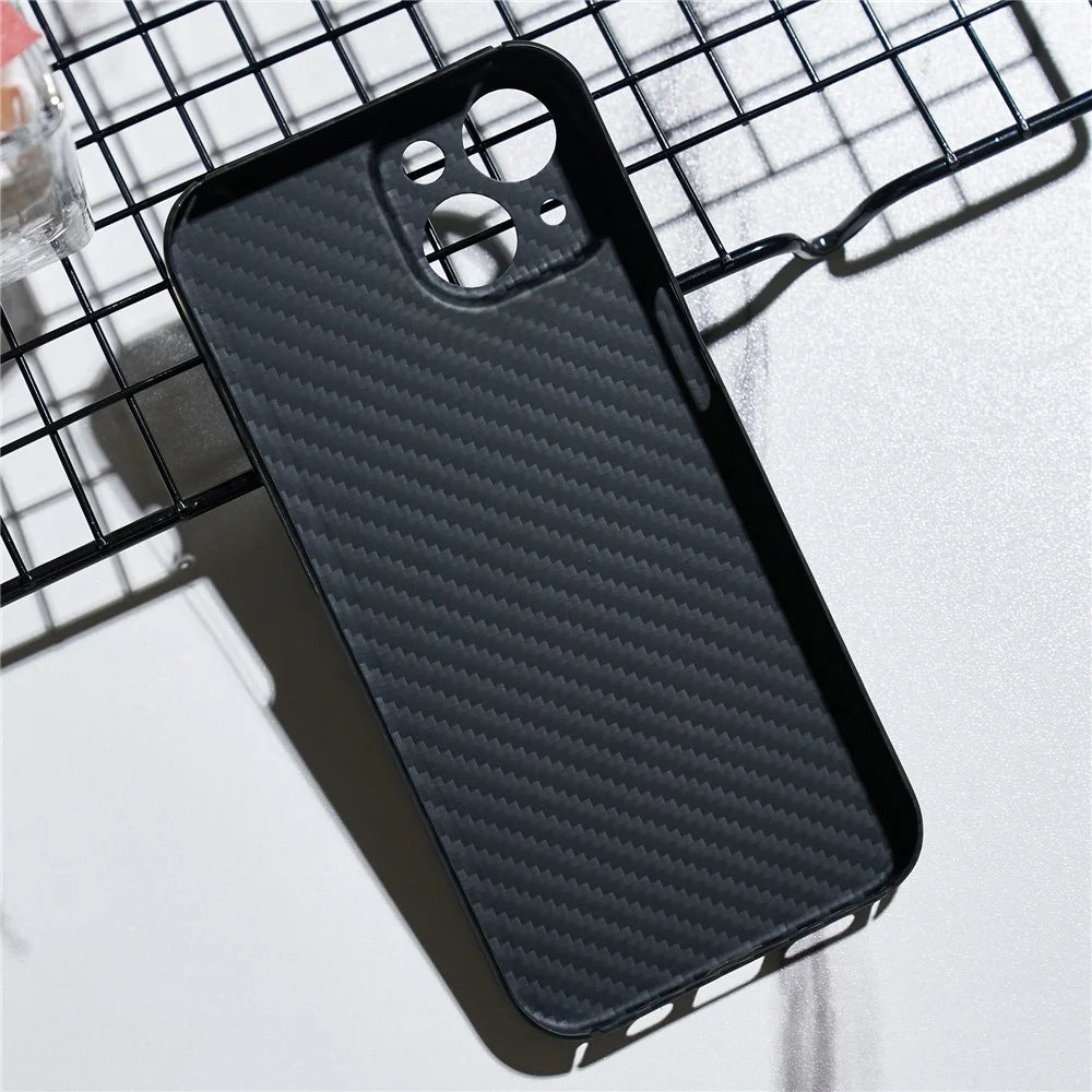 For iPhone 15 Cell Phone Case 1500D Coarse Texture Carbon Fiber Texture Protective Cover with Precise Cutout - Matte Black - 7