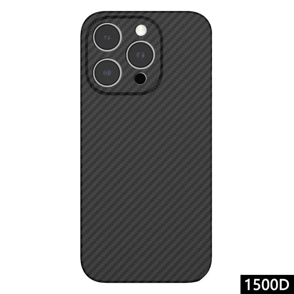 For iPhone 15 Pro Max Case 1500D Coarse Texture Aramid Fiber Phone Cover Compatible with MagSafe - Matte Black - 1