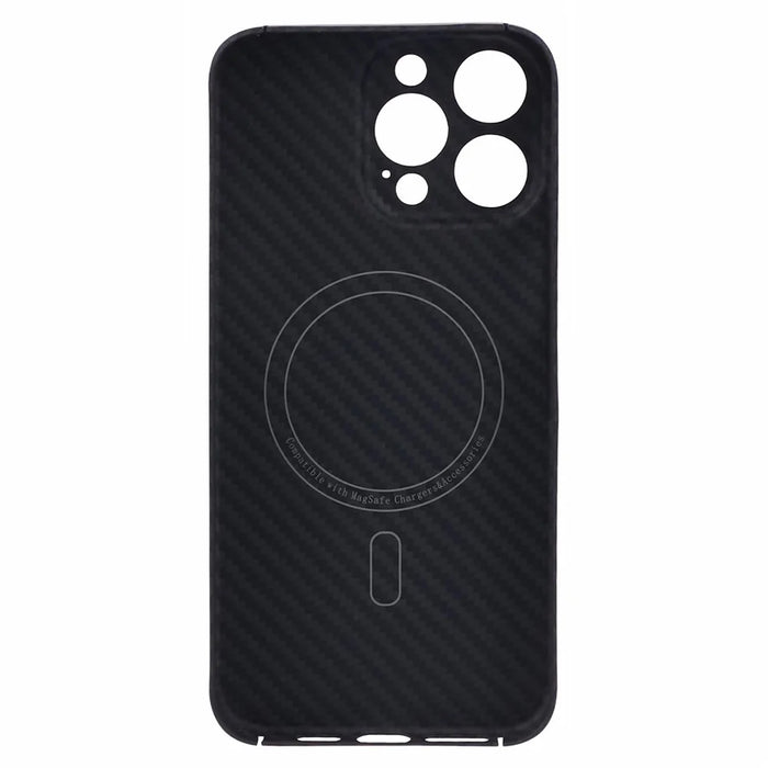 For iPhone 15 Pro Max Case 1500D Coarse Texture Aramid Fiber Phone Cover Compatible with MagSafe - Matte Black - 4