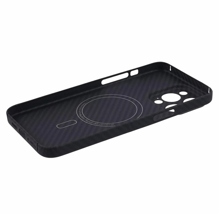 For iPhone 15 Pro Max Case 1500D Coarse Texture Aramid Fiber Phone Cover Compatible with MagSafe - Matte Black - 7